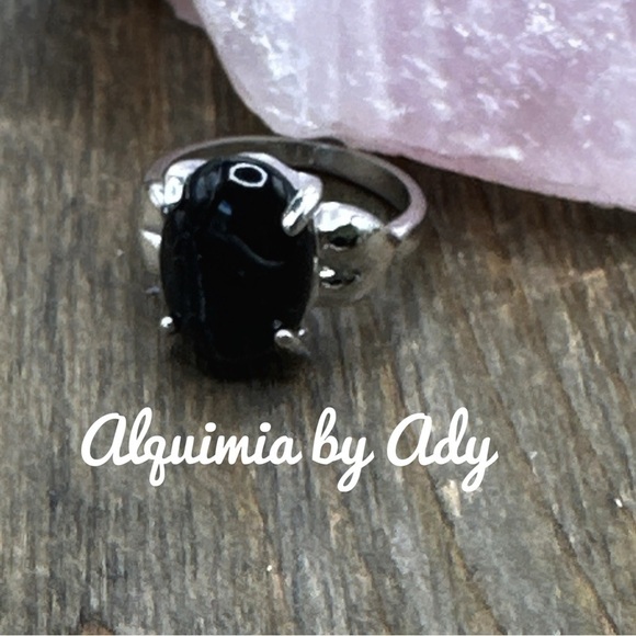 Black turquoise victorian silver ring - Picture 1 of 3